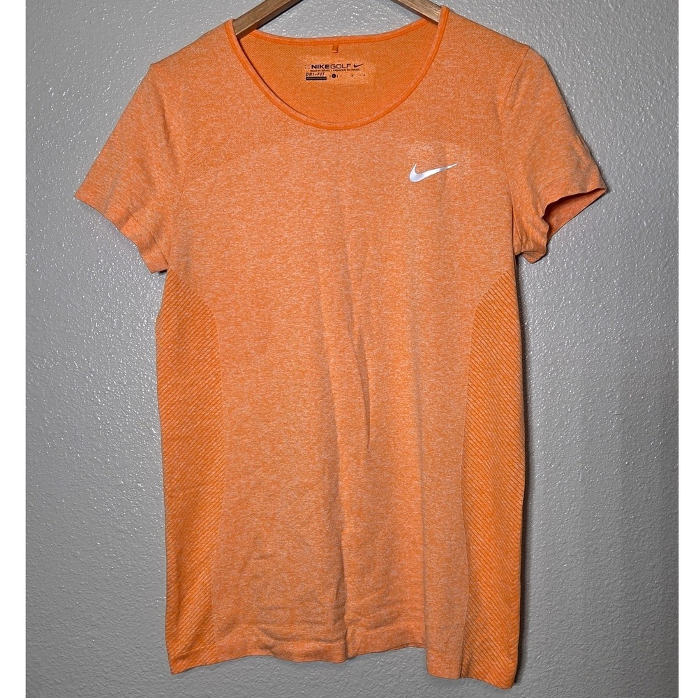 Nike Golf Dri-FIT Kapalua Performance Shirt Women Large Orange Athletic Golf Top